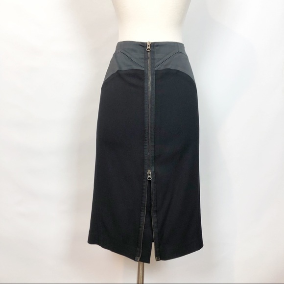 REISS Black Satin Pencil Skirt Exposed Zipper 4 - Picture 4 of 8